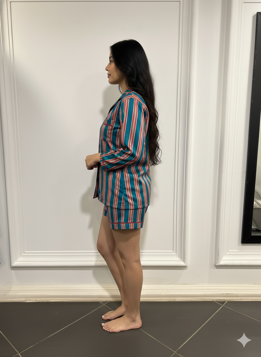Chic Stripes Women  Shorts Set