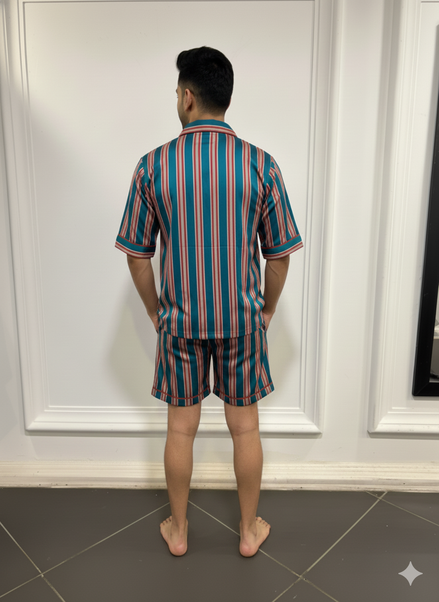Chic Stripes Men Shorts Set