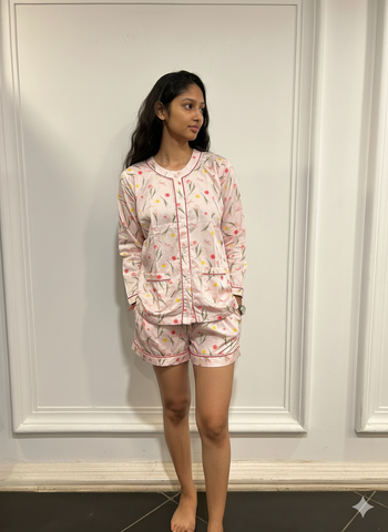 Soft Bloom Women  Shorts Set