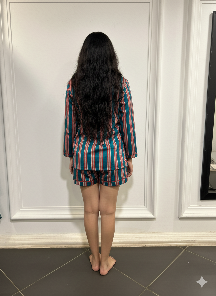 Chic Stripes Women  Shorts Set