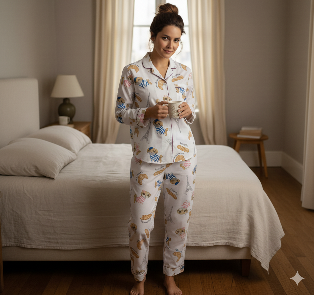 Puggy in Paris Women Pyjama Set