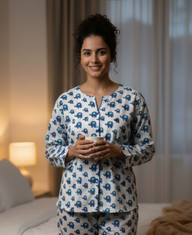 Indigo Elephants Women Shorts Set
