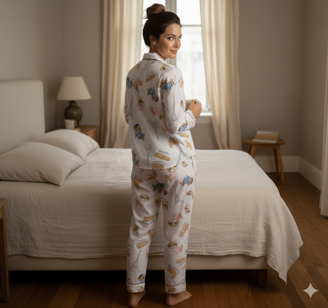 Puggy in Paris Women Pyjama Set