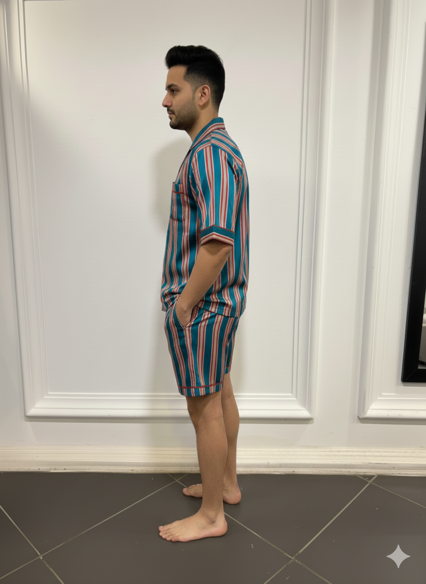 Chic Stripes Men Shorts Set